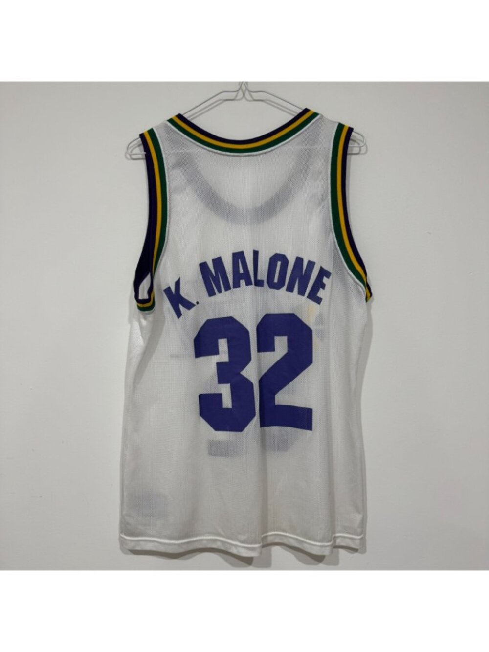 Vintage 1990s Karl Malone Utah Jazz NBA Champion Jersey Size 40 White - Picture 5 of 7